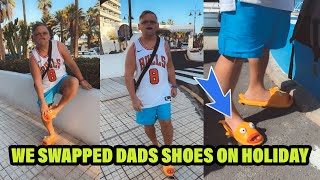 Kids swap dads shoes on holiday hilarious [upl. by Lucky943]