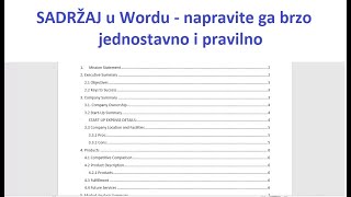 Sadržaj u wordu  napravite ga lako brzo i pravilno [upl. by Ahseia]