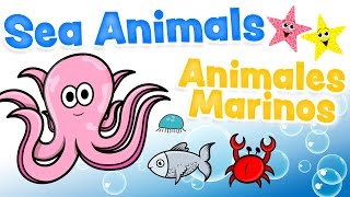 ANIMALES MARINOS en inglés y español para niños  Aprendizaje bilingüe [upl. by Ruberta913]