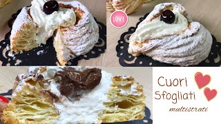 SFOGLIE CUORI MILLESTRATI ricetta in 5 MINUTI e 3 INGREDIENTI  PASTRY HEART Tutti a Tavola [upl. by Geordie131]