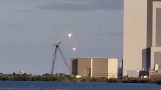 Falcon Heavy 04112019 boosters landing and sonic booms [upl. by Milano]