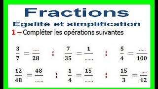 Maths 6ème  Fractions égalité et simplification Exercice 5 [upl. by Consuela]