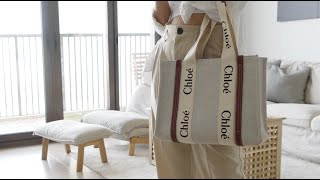 CHLOE MEDIUM WOODY TOTE BAG  UNBOXING  TRY ON [upl. by Corabelle]