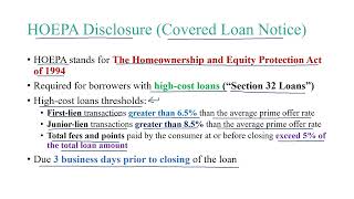 NMLS Exam  Section 32 of TILA Home Ownership Equity Protection HOEPA [upl. by Enirroc]