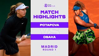 Anastasia Potapova vs Naomi Osaka  2022 Madrid Round 1  WTA Match Highlights [upl. by Redleh]