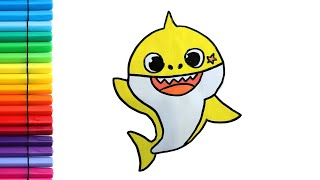 How to draw a shark  drawing for kids drawing baby shark yellow [upl. by Faxan757]