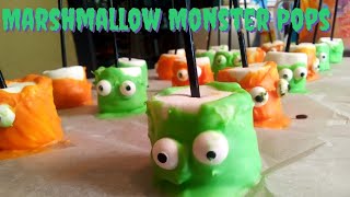 Marshmallow Monster Pops easy no bake Halloween treat [upl. by Aihtela]