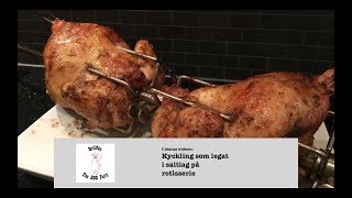 Rotisseriegrillad kyckling på Kamado Joe även hur du gör en god saltlag brine [upl. by Ahsitruc]