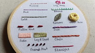 Hand Embroidery for Beginners  14 basic embroidery stitches by Lets Explore [upl. by Nivag]