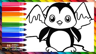 How to Draw a Penguin 🐧🗻 Draw and Color a Cute Penguin ❄️🗻🧊🌈 Drawings for Kids [upl. by Kaleb]