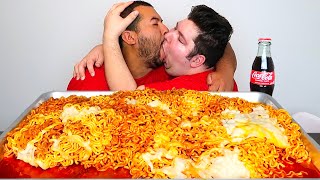 WHY WE CANT BREAK UP • SPICY CHEESY FIRE NOODLES • Mukbang amp Recipe [upl. by Nylloc498]