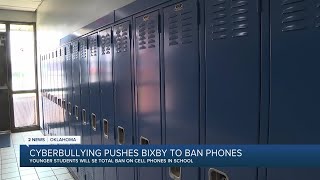 PHONE BAN Bixby Public Schools take aim at cyberbullying with new policy [upl. by Ylremik]