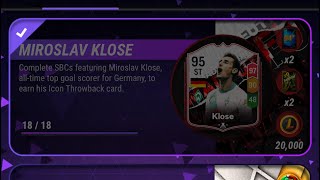 MIROSLAV KLOSE  ALL 18 MADFUT SOLUTIONS  MADFUT ICON THROWBACK SBC SOLUTION  MADFUT 24 [upl. by Aicilyt631]