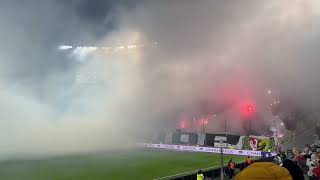 Lechia Gdańsk fans pyro show at Ekstraklasa match vs Śląsk Wrocław [upl. by Noitna]