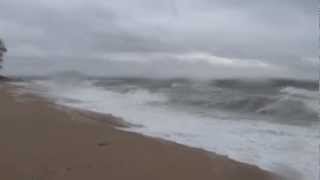 Hurricane Sandy Caumsett State Park Beach at low tide morning of the storm [upl. by Sandstrom]