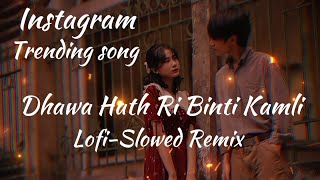 Dhawa Hath Ri Binti Kamli LofiSlowed 🎶😍  डावा हाथ री विटी कमली Instagram Trending Songs [upl. by Gonick]