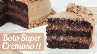 BOLO DE CHOCOLATE RECHEADO SUPER CREMOSO  Receita ChocoMeUp [upl. by Eimme]