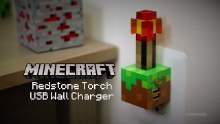 Minecraft Redstone Torch USB Wall Charger from ThinkGeek [upl. by Portingale378]