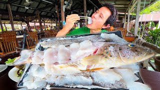 Thailands Freshest Seafood 🐠 CORAL GROUPER Cooked in 3 Dishes  Island Thai Food [upl. by Narak286]