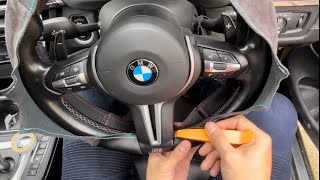 how to DIY steering wheel cover for BMW Msport in nappa leatherAlcantara stitchingsewing [upl. by Grissel]