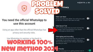 New Working WhatsApp Mod 2024  bypass error of use official WhatsApp  problem solved working 100 [upl. by Bancroft]