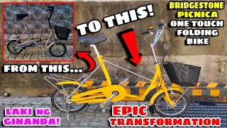 FULLY RESTORED BRIDGESTONE PICNICA ONE TOUCH FOLDING BIKE FROM ORDINARY TO EXTRAORDINARY BIKE 😱 [upl. by Nadabus]