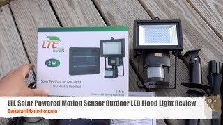 LTE Solar Powered Motion Sensor Outdoor LED Flood Light Review [upl. by Cirone187]