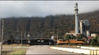 Kanawha River Railroad loaded coal train with UP engine [upl. by Ayotal]