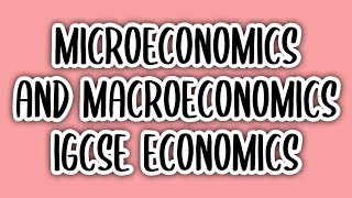 Microeconomics and Macroeconomics 5  IGCSE ECONOMICS 0455 [upl. by Yrrah]