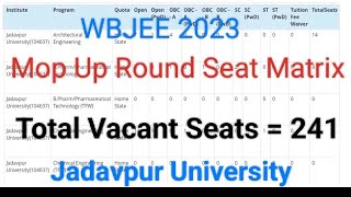 WBJEE 2023 Mop Up Round Seat Matrix For Jadavpur University wbjee2023 jadavpuruniversity [upl. by Ahsikel117]