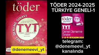 TÖDER 20242025 TÜRKİYE GENELİ TYT 1 DENEME CEVAP ANAHTARI [upl. by Kelsey707]