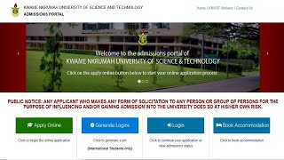 How to Apply Online to KNUST for admissions [upl. by Meghann]