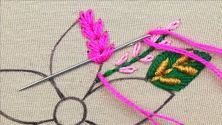 very creative and gorgeous simple stitch flower needle point art colorful flower embroidery design [upl. by Elokkin]