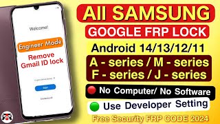 Samsung Frp Bypass 2024 Old Method Failed  Android 11121314  Google Account Remove Bypass FRP [upl. by Brubaker]