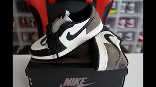 EARLY LOOK Air Jordan 1 Low quotMochaquot Unboxing Review amp On Feet [upl. by Smitt]