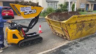 JCB skip loading mini dumper [upl. by Anaidni]