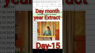 Extract Day Month Year from Date in Excel excel exceltips msexcel shorts viral [upl. by Harri598]