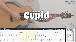 Cupid Twin Version  FIFTY FIFTY  Fingerstyle Guitar  TAB  Chords  Lyrics [upl. by Varden]