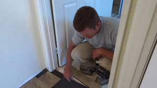 Easiest hack on how to install laminate underneath a door jam [upl. by Arza]