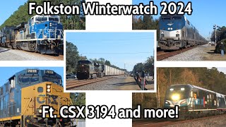 Folkston Winterwatch 2024 Featuring CSX 3194 and more [upl. by Ennaxor]