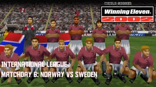 Winning Eleven 2002 PlayStation  International League Matchday 6 Norway vs Sweden [upl. by Ahterod541]