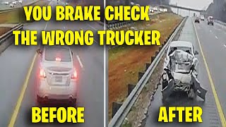 YOU BRAKE CHECK THE WRONG SEMI TRUCK  Idiots In Cars USA amp Canada Idiot Driver Road Rage 2024 [upl. by Etnaid654]