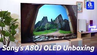 Sonys BRAVIA XR A80J OLED TV Unboxing  Abenson [upl. by Elwood759]