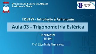 Introdução à Astronomia  Aula 03 Trigonometria Esférica [upl. by Saffier]