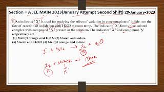 Section  A jeemain  Shift 2 29January2023 An indicator  X  is used for studying the effect [upl. by Irahc970]