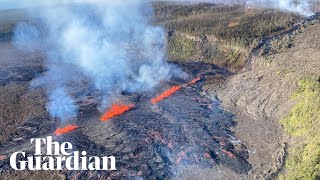 Aerial footage shows Hawaiis Kilauea volcano spewing lava [upl. by Elbert]