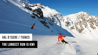 The longest run in Val dIsere Tignes Grande Motte glacier to Val Claret village top to bottom [upl. by Myrvyn]