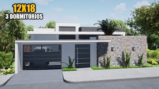 CASA DE UN PISO 12X18 TRES DORMITORIOS JMC ARQ  2020 [upl. by Carey378]