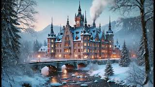 Cozy Winter Castle Ambience with Snowing Sounds amp Soft Music  Relax Focus Sleep [upl. by Sirovart]