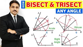 HOW TO BISECT AND TRISECT AN ANGLE  BASIC GEOMETRICAL CONSTRUCTION FOR BEGINNERS [upl. by Baron597]